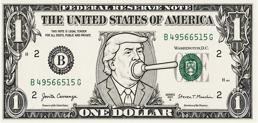 Trump with plunger in mouth 